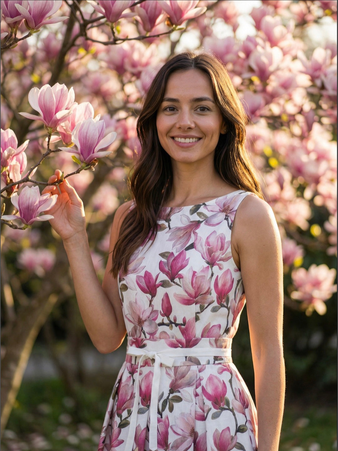 Handgefertigtes florales Sommerkleid – feminin & zeitlos elegant "Magnolia"